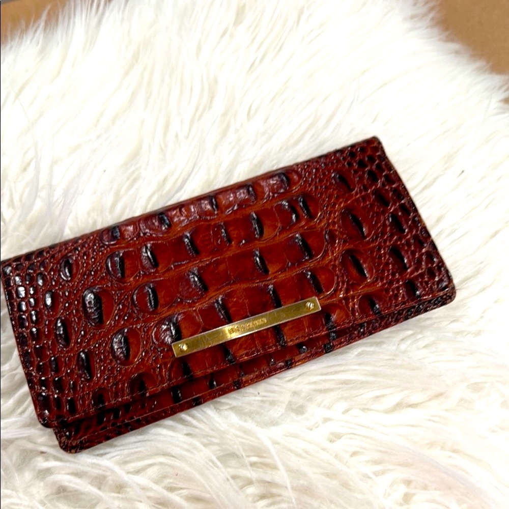 🌹vintage Brahmin Duxbury Dome Satchel Red Ember Metallic Leather+Wallet+Tassel - Picture 10 of 14